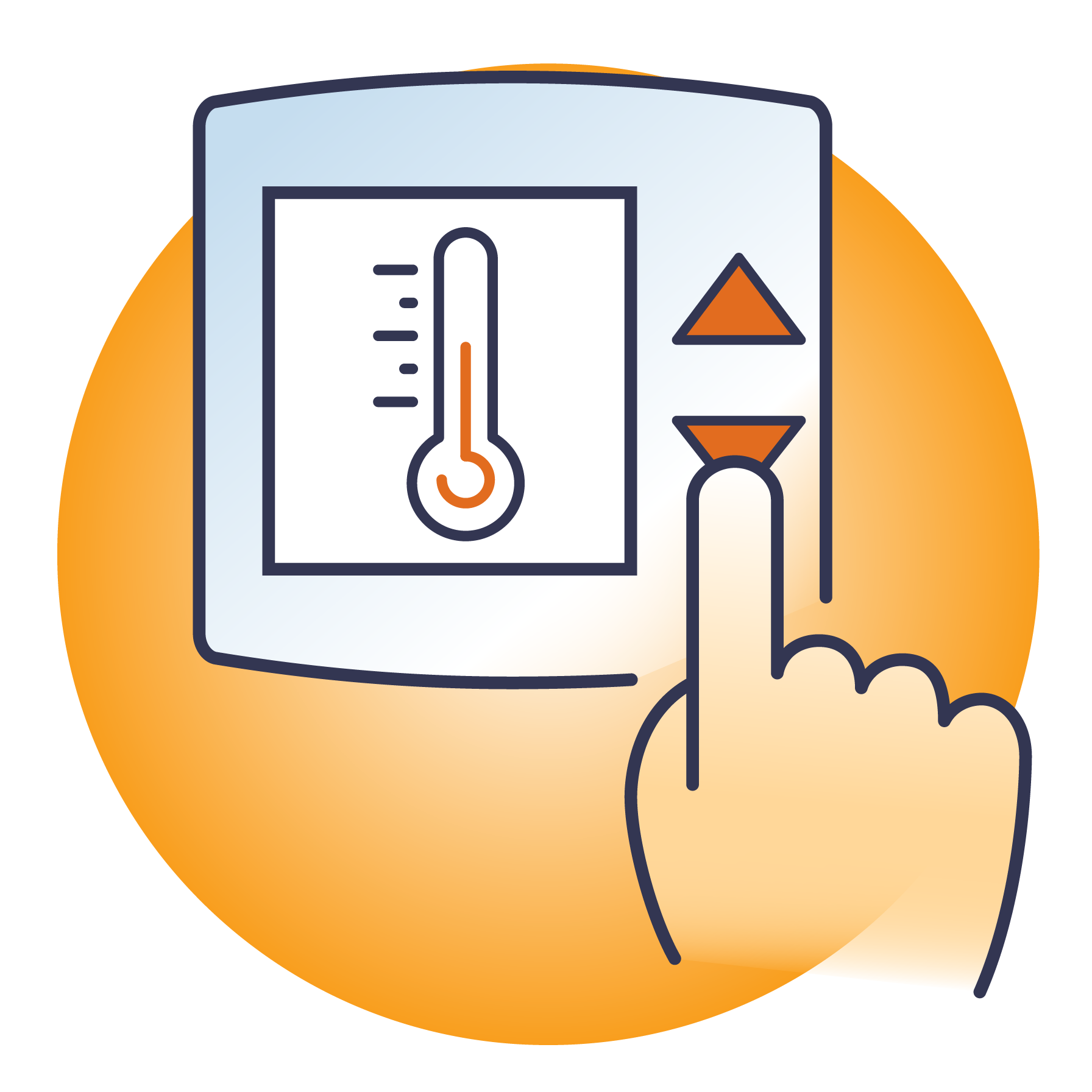 Graphic showing a programmable thermostat
