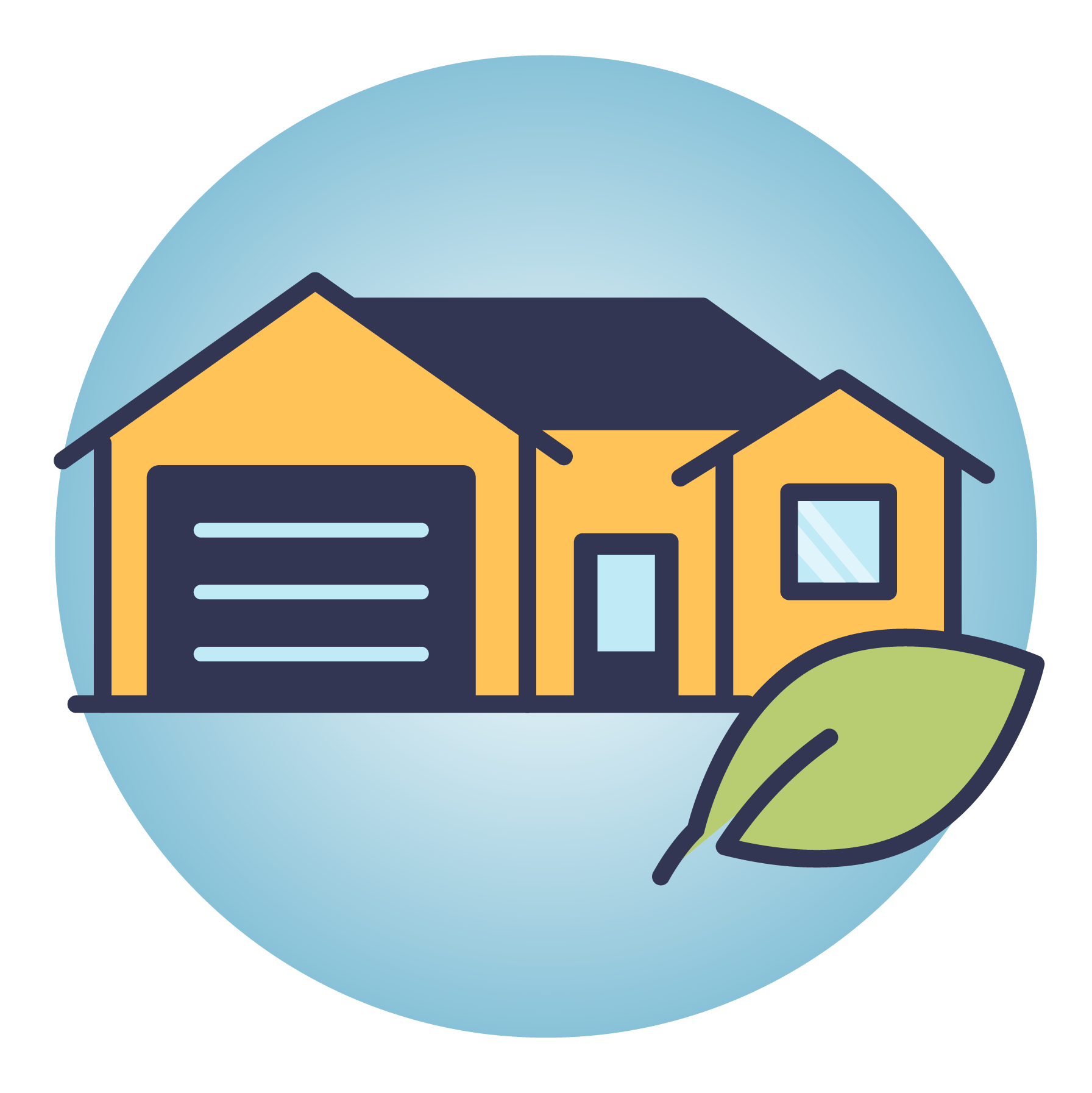 Graphic of a housw with a leaf (showing that it is an efficient home)